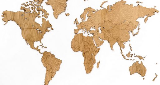 mapa madera pared